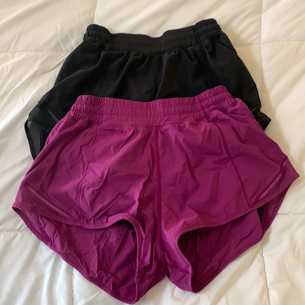 Lululemon hotty hot shorts black and pink